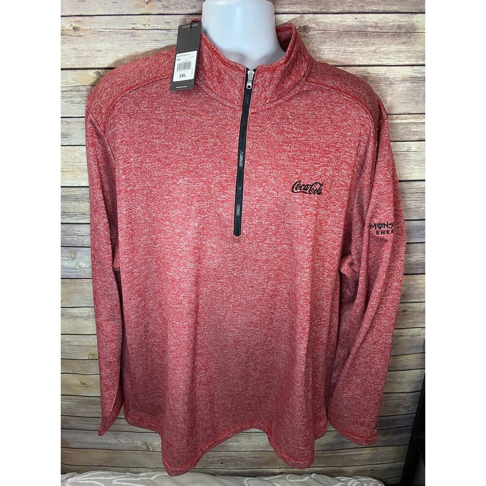 ADIDAS x Monster Energy & Coca-Cola Red Quarter zip Pullover — 2XL